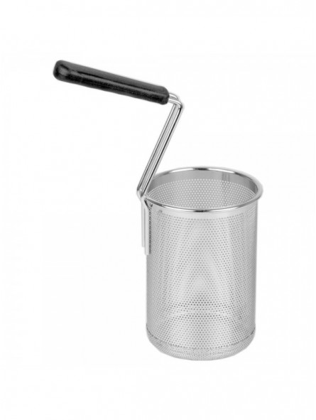 Rounded basket for pasta cooker with lateral handle