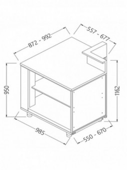 Neutrale bar-toonbanken met voorziening voor een dienst tablet 90° (open)