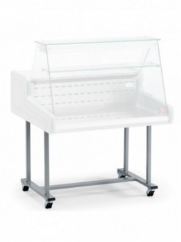 Undercarriage on wheels for glass display
