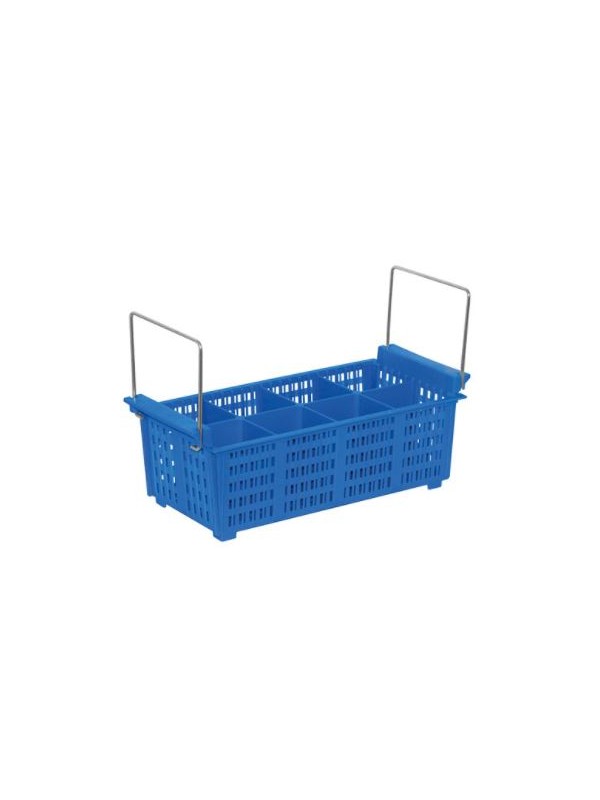 Cutlery basket with handles.