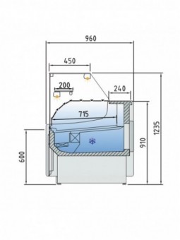 Ventilated counter display, with storage  - BLACK