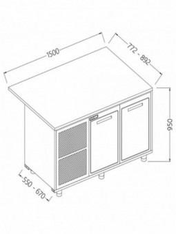 Comptoirs de bar réfrigérés T.N. avec moteur_section caisse