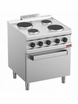 Elektrisch fornuis 4 platen, op elektrische oven GN 2/1