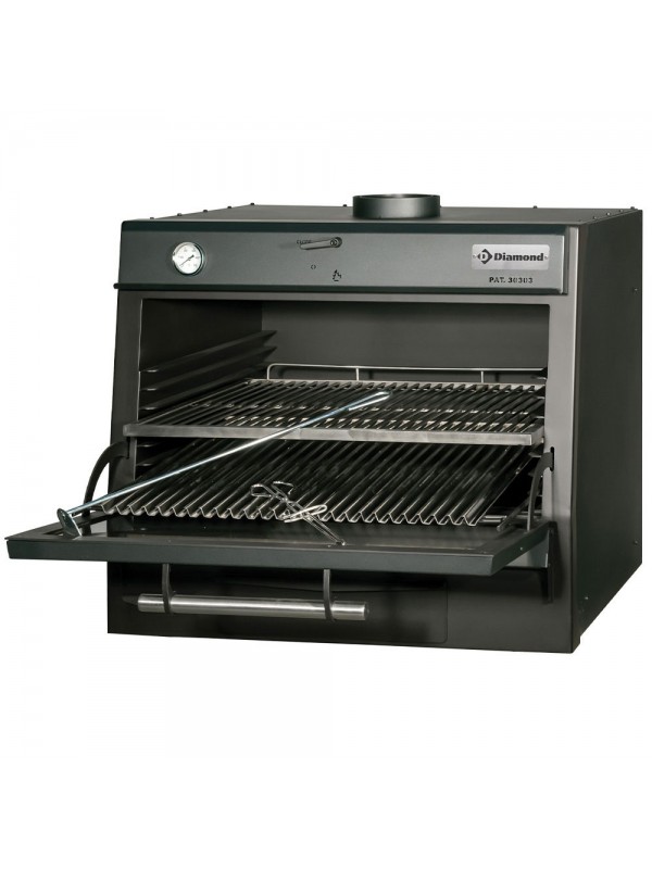 Four-BBQ à charbon, GN 1/1 + GN2/4 (75 Kg/h)/Noir