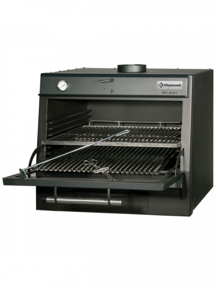 Four-BBQ à charbon, GN 1/1 + GN2/4 (75 Kg/h)/Noir