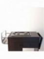 Flambé trolley, 2 gas burners, "Wengé", with wheels 2w/brakes