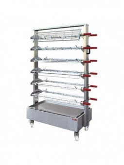 Trolley with structure for putting 12 chicken spits