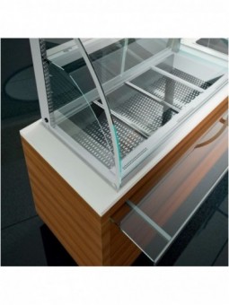Element sink and open display on 3 levels (with curtain), refrigerated, ventilated, 2x GN 1/1