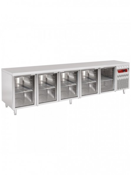 Geventileerde koeltafel, 5 glazen deuren GN 1/1, 700 Lit.