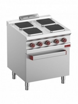 Electric cooking hob x4 square plates on electric oven GN 2/1 and grill
