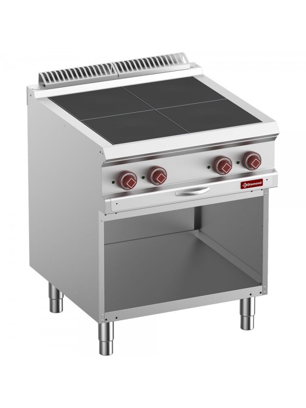 Electric stoves 4 plates aligned with the top, on open cupboard