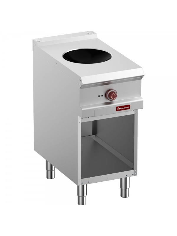 Induction wok, on open cupboard