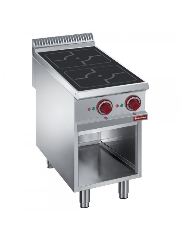 Electric stoves 2 induction hearths, open cupboard