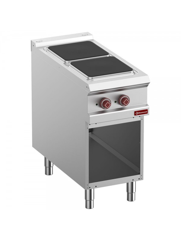 Stove 2 electric square plates, open cupboard