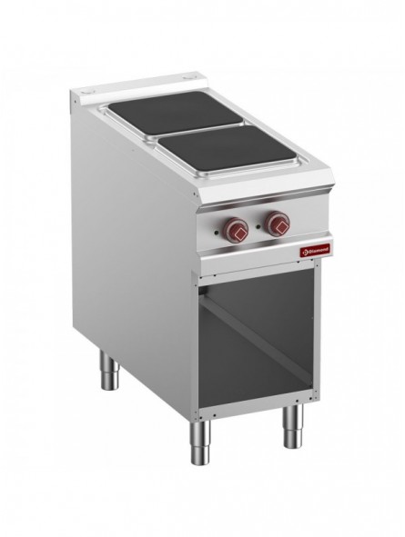 Stove 2 electric square plates, open cupboard