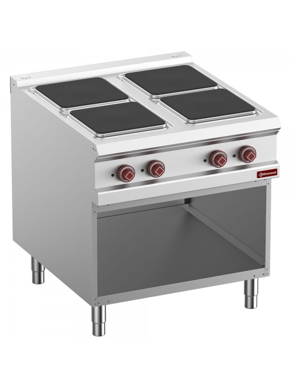 Electric stove, 4 plates on open cupboard