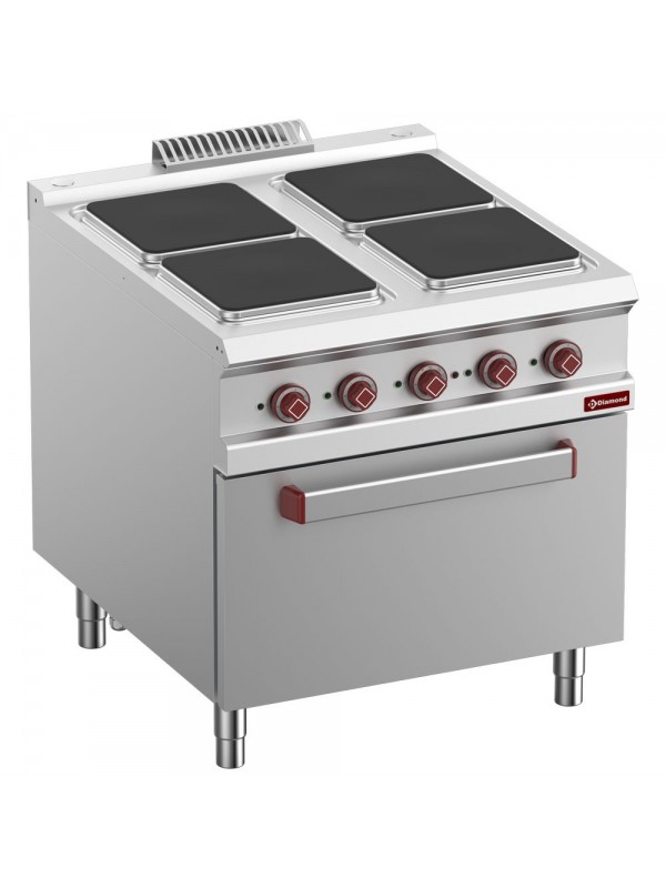 Electric stove 4 plates with electric GN 2/1 oven