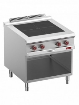 Electric stoves 4 plates aligned with the top, open cupboard