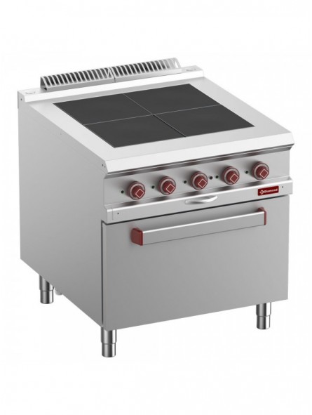 Electric stoves 4 plates aligned with the top, oven GN 2/1