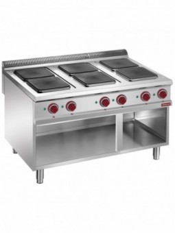 Electric stove, 6 plates on open cupboard