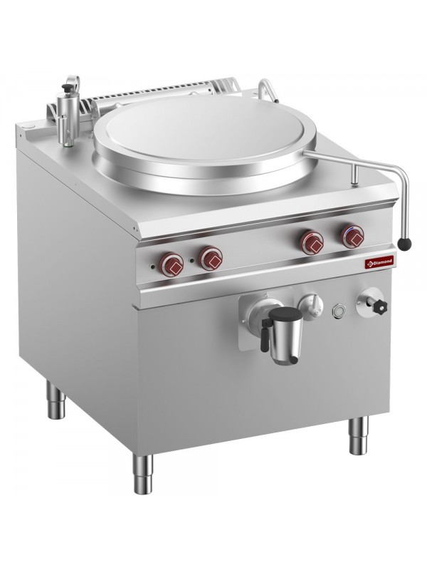 Electric boiling pan, 100-liter tank, indirect heating, on cupboard