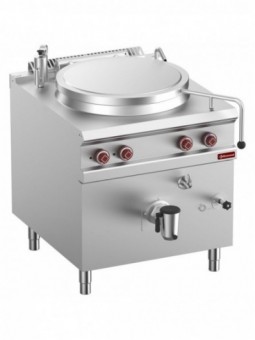 Electric boiling pan, 150-liter tank, indirect heating, on cupboard