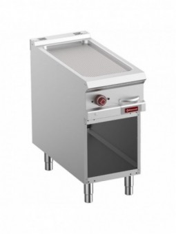 Grooved electric fry top, module 1/2, open cupboard