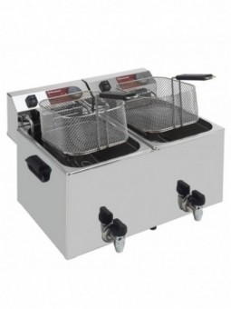 Elektrische friteuse tafelmodel 2x 10 liter + aftapkraan