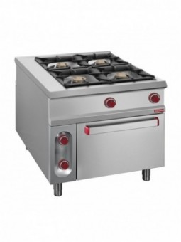 Stove 4 gas burners, electric oven GN 2/1 - PASS-THROUGH