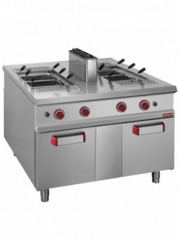 Gas pasta cooker, 2 tanks 40 liters, on cupboard - PASS-THROUGH