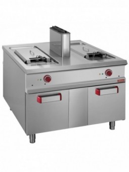 Gas fryer 2 tanks 18 liters on cupboard - PASS-THROUGH