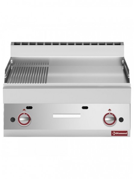 Gas cooking plate 2/3 flat and 1/3 ribbed -Top-