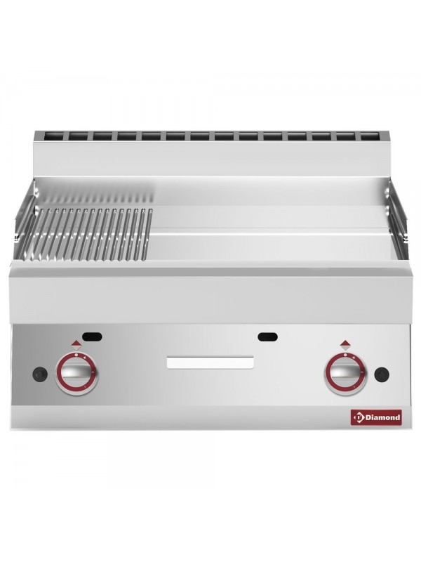 Gas cooking plate 2/3 flatt - 1/3 ribbed -Top- hard chrome "50 µm"