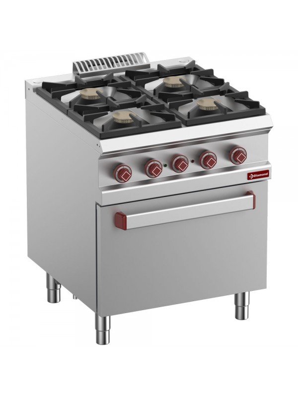 Gas range 4 burners, electric oven GN 2/1