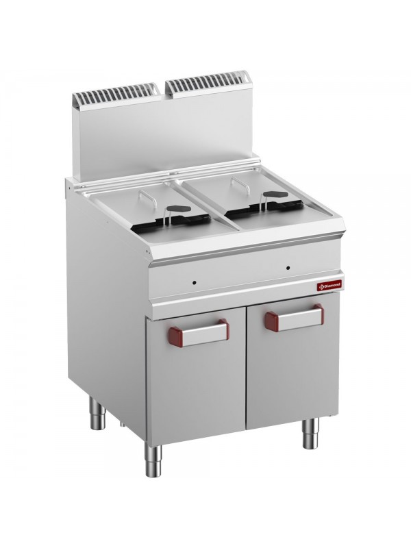 Gas fryer 2 tanks 14 liters on cupboard
