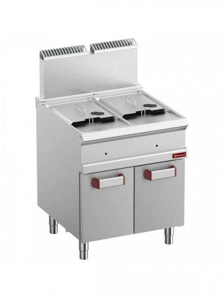 Gas fryer 2 tanks 14 liters on cupboard