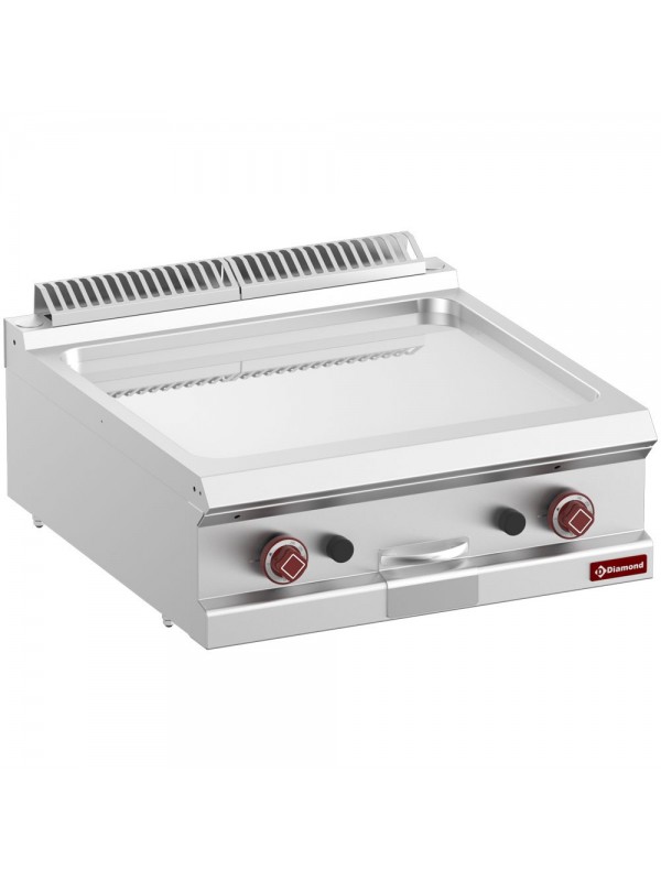 Gas fry top smooth hard chromed plate, module 1/1  -Top-
