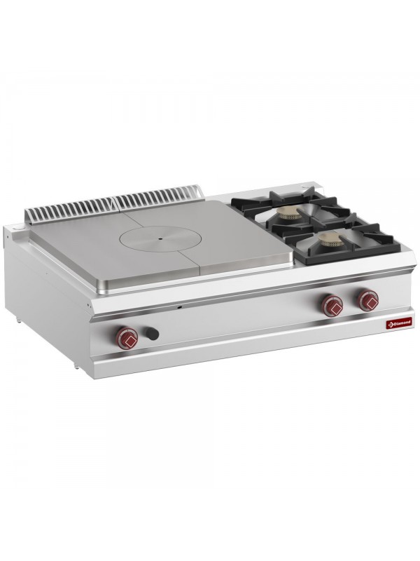 Cuisinière 2 feux vifs, taque coup de feu gaz-Top-