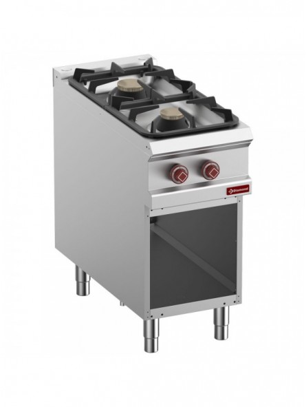 Stove 2 gas burners, open cupboard