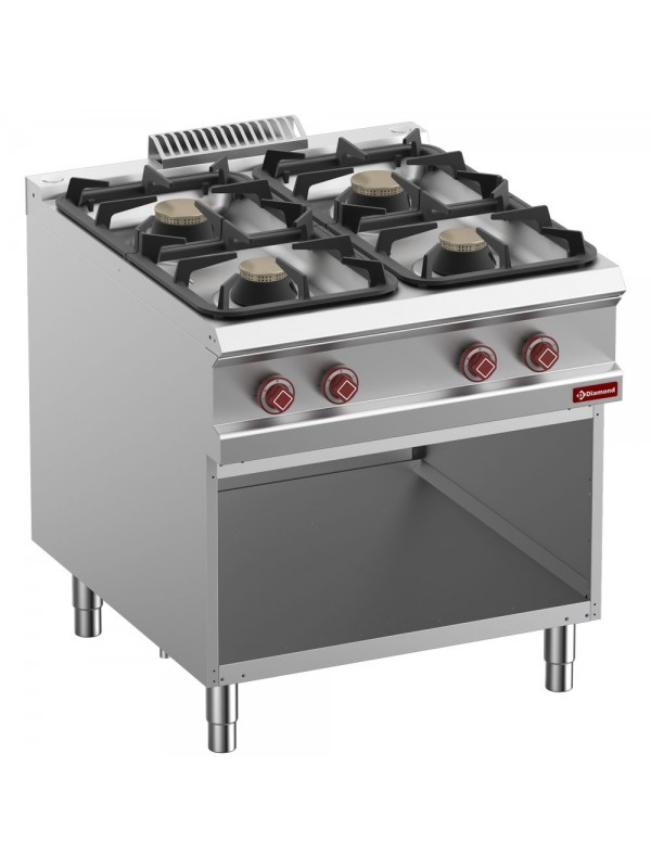 Gas stove 4 burners, open cupboard