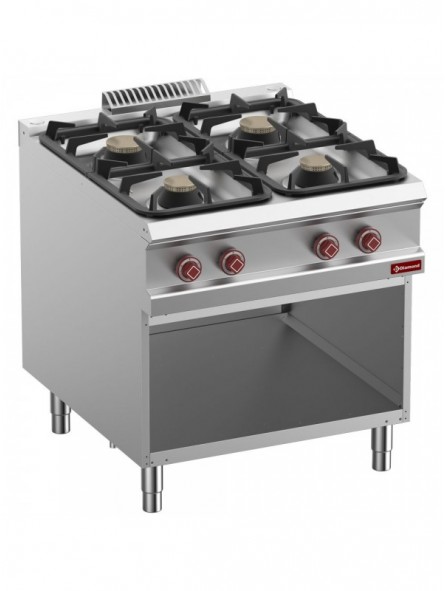 Gas stove 4 burners, open cupboard