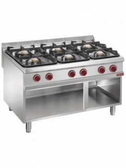 Gas stove 6 burners, open cupboard
