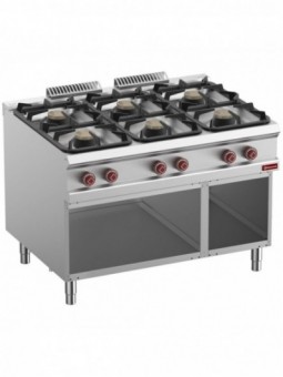 Gas stove 6 burners, open cupboard