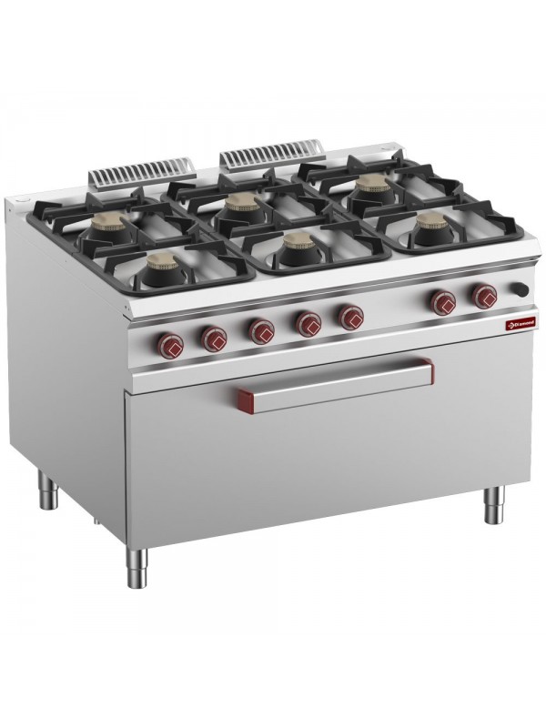Stove 6 burners on MAXI gas oven