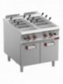 Cuiseur à pâtes gaz, 2 cuves 40 lit. sur meuble fermé (s/paniers)