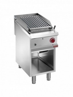 Lavastone grill, 1/2 module, "2-side" stainless steel,  grid, open cupboard