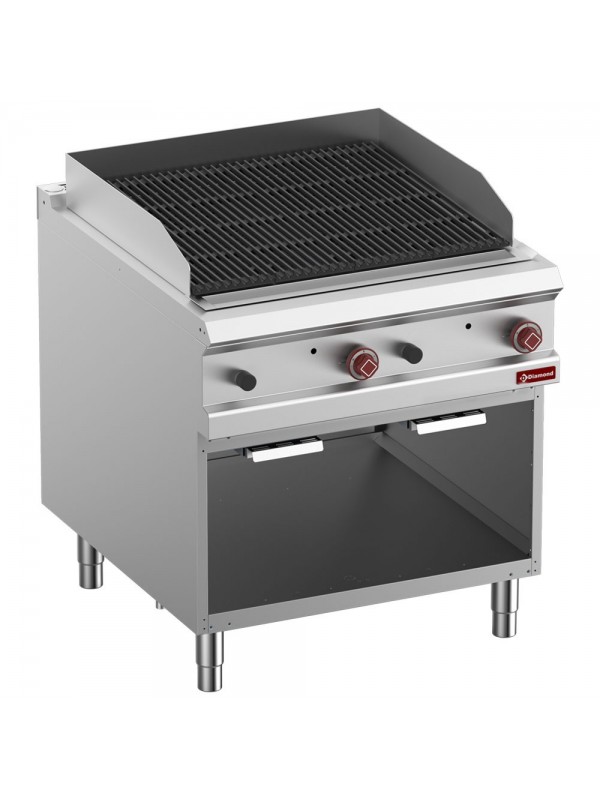 Grill pierre de lave, module 1/1, grille "2 faces" en fonte, armoire ouverte