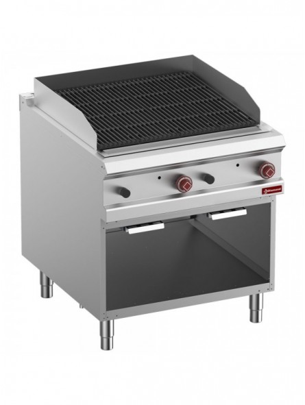 Grill pierre de lave, module 1/1, grille "2 faces" en fonte, armoire ouverte