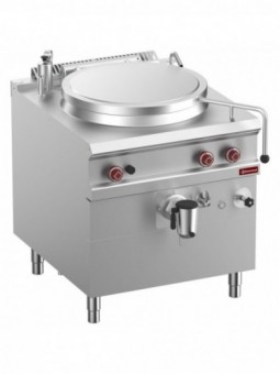 Gas boiling pan, 100-liter tank, indirect heating, on cupboard