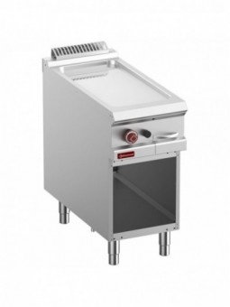 Smooth gas fry top, chromium-plated, module 1/2, open cupboard